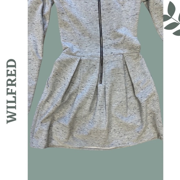 Wilfred Long Sleeve Knit Jersey Grey Mini Dress Pleated Skirt Size 0 - Picture 6 of 9